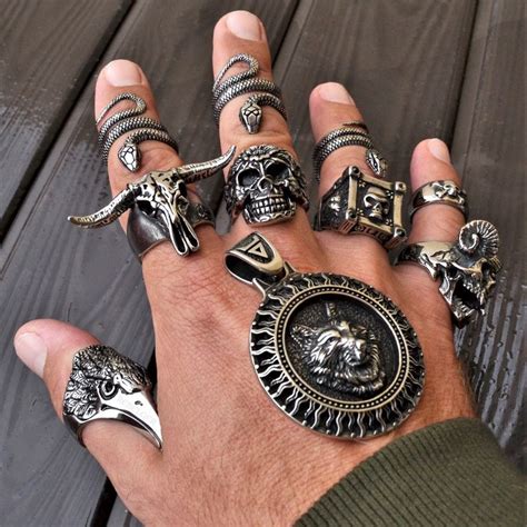 Hot Stuff In 2021 Cool Rings For Men Biker Rings Mens Badass Jewelry