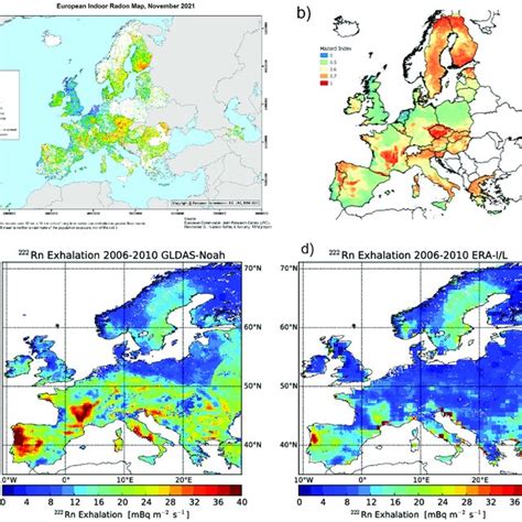 A Indoor Radon Map Of Europe 263 B Map Of Geogenic Radon Hazard