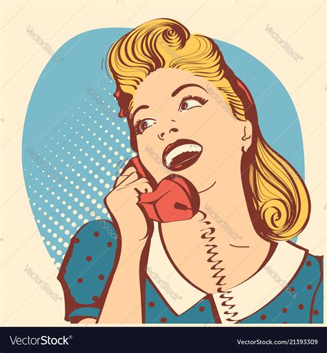 Retro Young Woman With Blond Hair Talking Vector Image