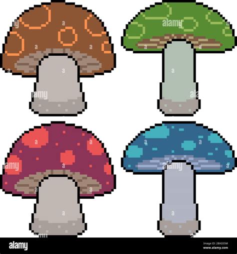 vector pixel art set mushroom isolated Stock Vector Image & Art - Alamy