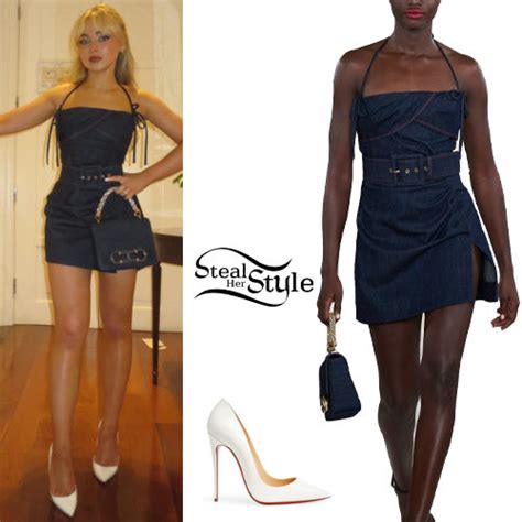 Sabrina Carpenter Denim Mini Dress White Pumps