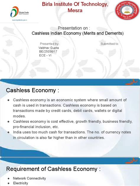 Cashless Indian Economy Merits And Demerits Presentation On Pdf