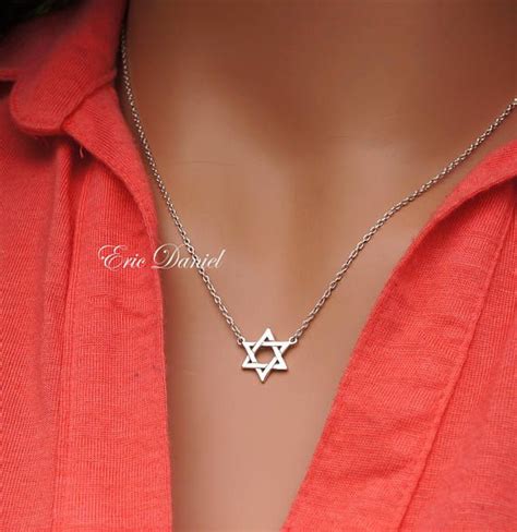 Jewish Star Necklace In 10K 14K 18K White Yellow Or Rose Gold Etsy