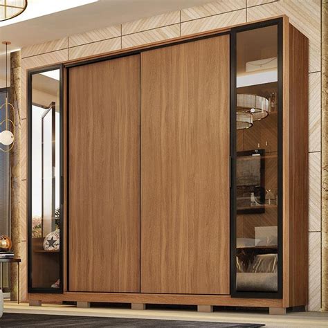 Guarda Roupa Casal Laredo Amêndola Touch Nude Prime Flex Portas de Vidro Reflecta e Pés