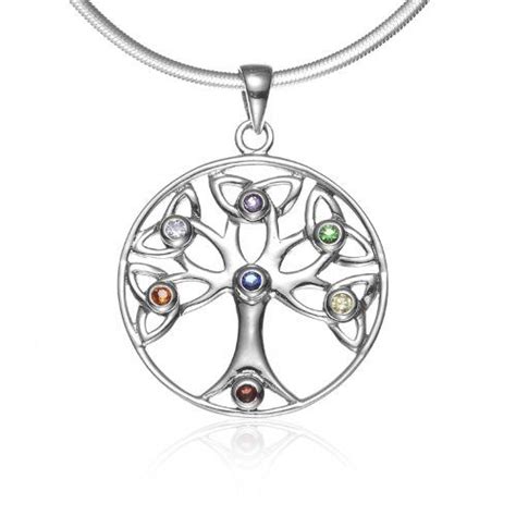 Sterling Silver Celtic Knot Trinty Tree Of Life Seven Chakras