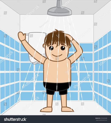 Happy Man Taking Shower Stock Vector Illustration 274323248 Shutterstock