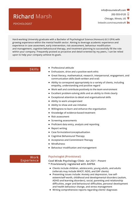 Psychologist Resume Sample in 2025 - ResumeKraft