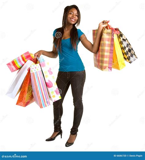 Young African American Woman On A Shopping Spree Stock Photo Image