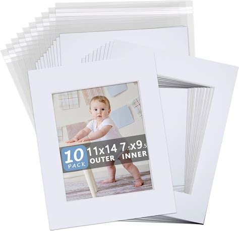 Somime 10 Pack White Photo Mats 11x14 For 8x10 With Core Bevel Cut