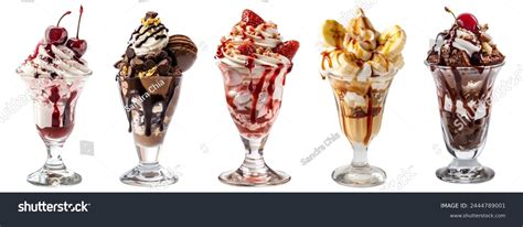 Collection Sundae Sundaes Ice Cream Frozen Stock Photo 2444789001