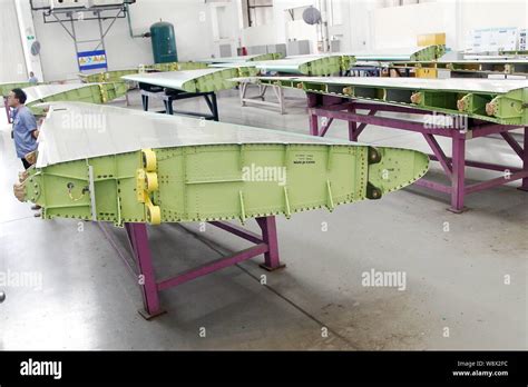 Horizontal stabilizers for the new Boeing 737 are lined up at the ...