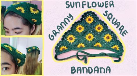 Sunflower Granny Square Bandana CROCHET TUTORIAL YouTube Crochet