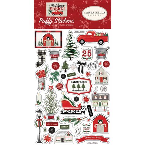 Carta Bella Christmas Market Collection Puffy Stickers