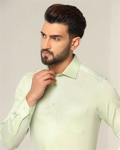 Formal Light Green Solid Shirt - Tosh