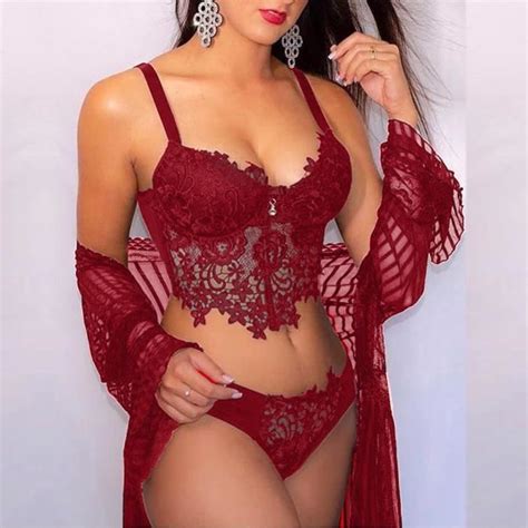 Femmes Sexy Broderie Col En Dentelle Soutien Gorge Sans Fil Lingerie