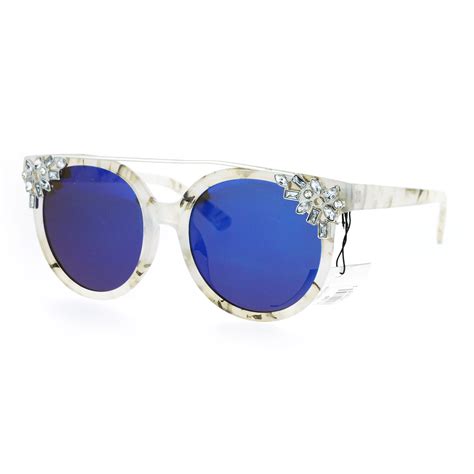 Womens Rhinestone Diva Bling Cat Eye Horn Rim Sunglasses