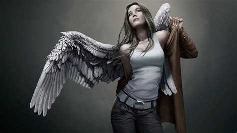 Womens White Tank Top Fantasy Art Women Artwork Angel Hd Wallpaper