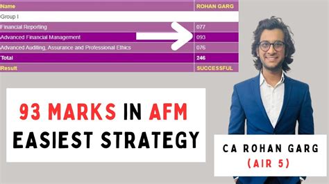 93 Marks In CA Final AFM Easiest Strategy CA Rohan Garg AIR 5