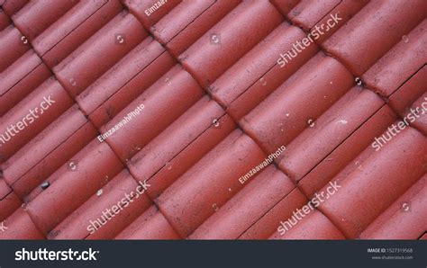 Roofing Texture Red Corrugated Tile Element Stock Photo