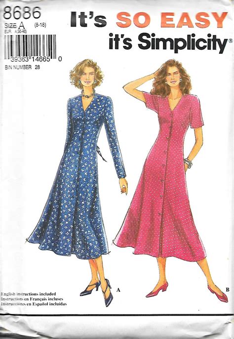 Simplicity Misses Miss Petite Button Front Flared Dress Pattern