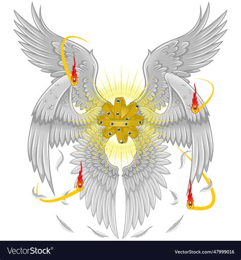 Throne angel of christian theology with six wings Vector Image