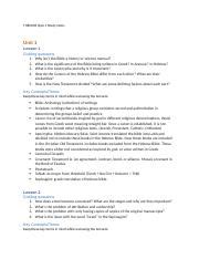 THEO Notes Lessons 1 4 Docx THEO202 Quiz 1 Study Notes Unit 1 Lesson