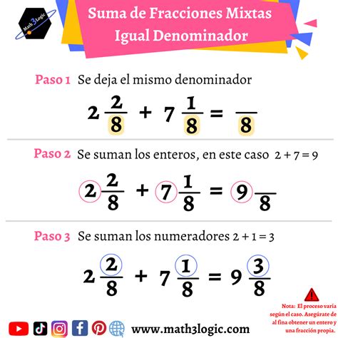 Suma Y Resta De Fracciones Mixtas Math3logic