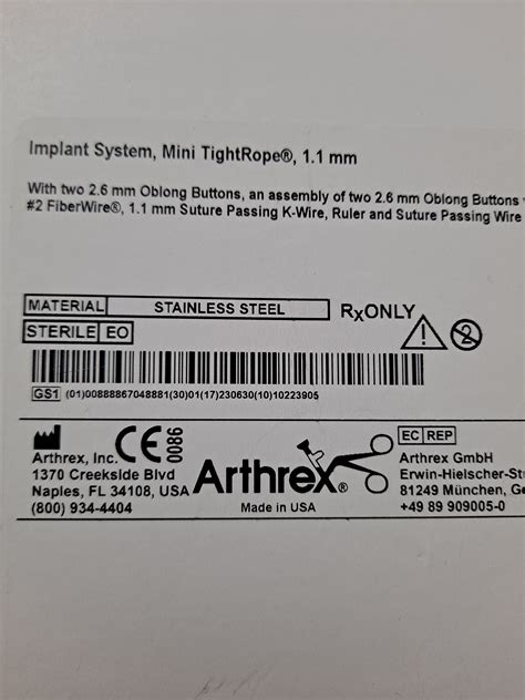 New Arthrex Ar 8914ds Ar 8914ds Arthrex Implant System Mini Tightrope