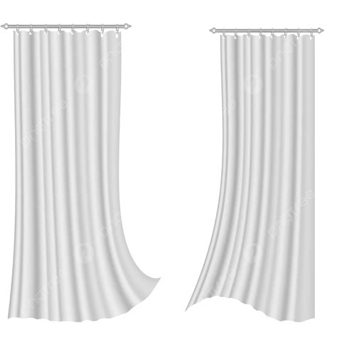 White Transparent Flying Hanging Curtain Vector Image Curtains White