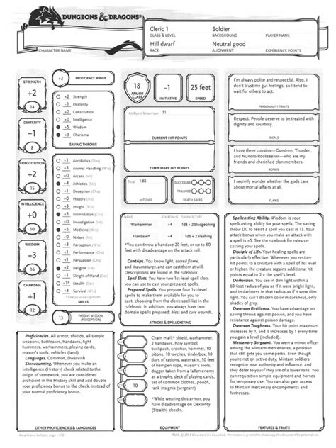 Complete Character Sheet 5e Customizable Version With Editable Titles