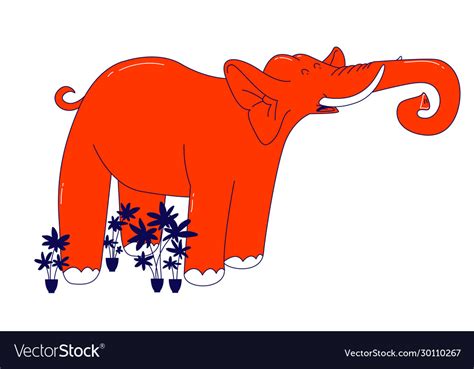 Huge red elephant trumpet in room or office stand Vector Image