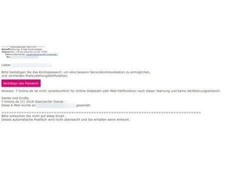 T Online Phishing Vorsicht Vor Der Mail Achtung E Mail Kontoinhaber