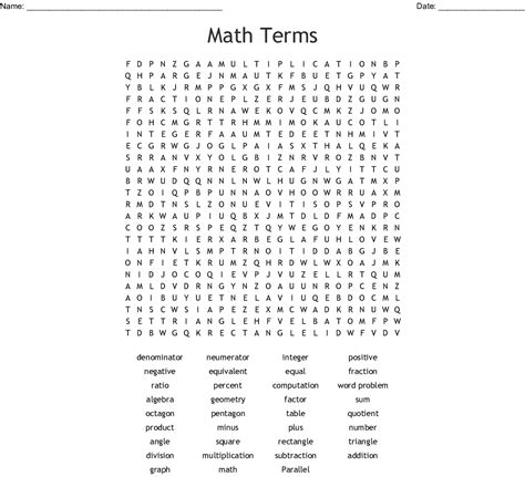 Math Word Search Free Printable