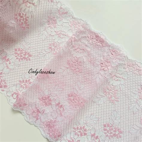 Yards Cm Width Hollowed Embroidered Stretch Elastic Lace Trim Pink