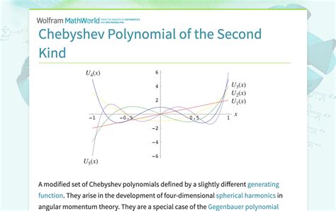 Chebyshev Polynomial Of The Second Kind From Wolfram Mathworld