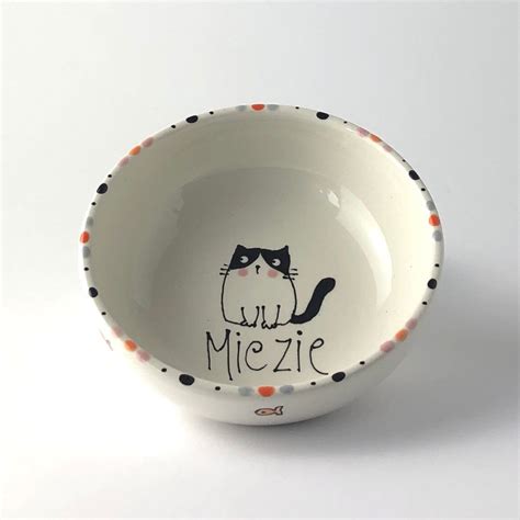 Personalized Ceramic Cat Bowl - Etsy