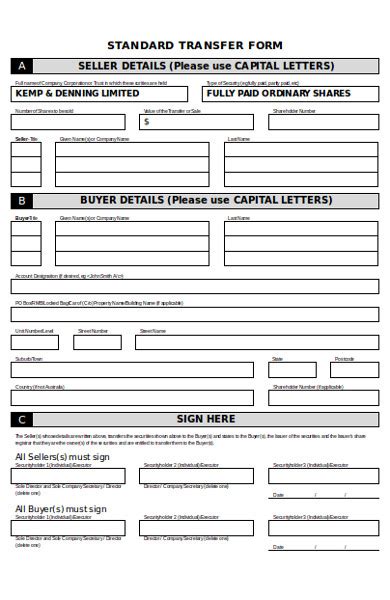 Free 23 Transfer Forms In Pdf Ms Word Excel