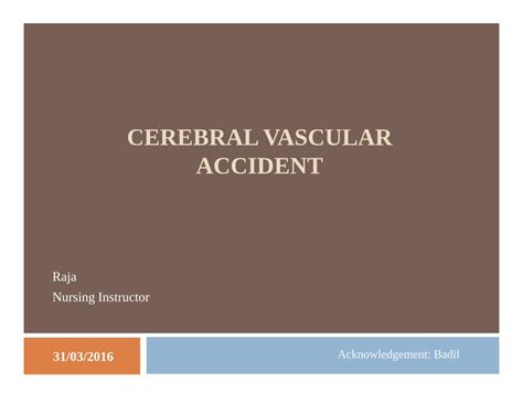 Pdf Cerebral Vascular Accident · Small Vessel Stroke Lacunar Infarct