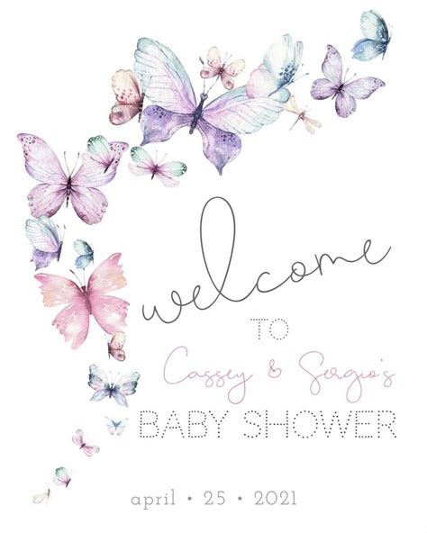 Butterfly Welcome Sign Custom Baby Shower Sign Butterflies Etsy