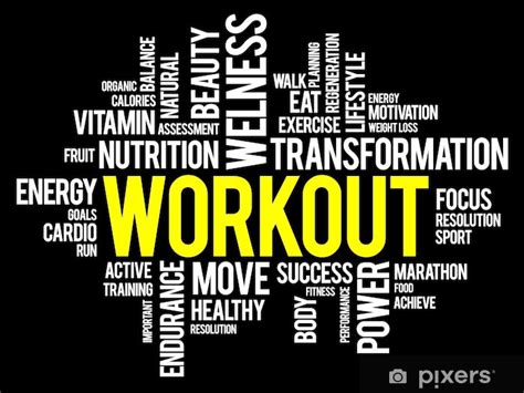 Wall Mural Workout Word Cloud Fitness Health Concept Pixersca