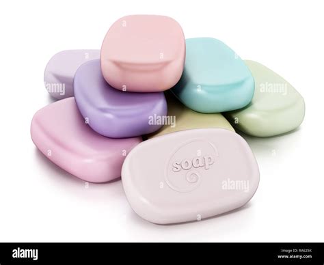 Stack Of Colorful Generic Soaps Isolated On White Background 3d