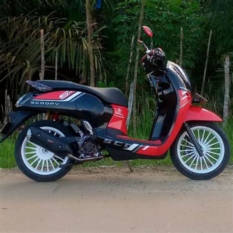 Jual Striping Lis Stiker Motor New Scoopy Sporty 2022 2023 Hitam Merah