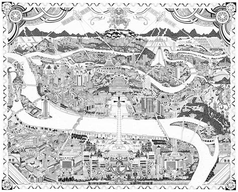 Tourist Map of Pyongyang, Fuller, black ink on cotton board, 2019 : r/Art