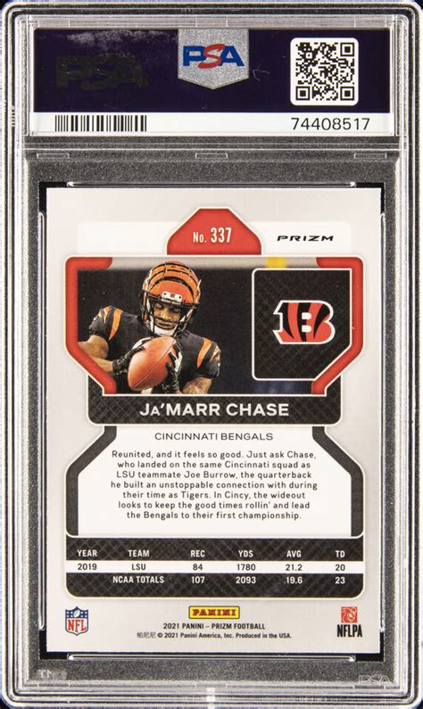 Panini Prizm Silver Prizm Jamarr Chase Rookie Rc Psa Ebay