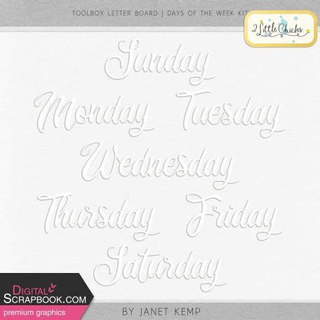 Toolbox Letter Board Days Of The Week Kit By Janet Kemp Graphics Kit