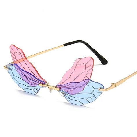 Butterfly Wing Sunglasses Rimless Glasses Etsy