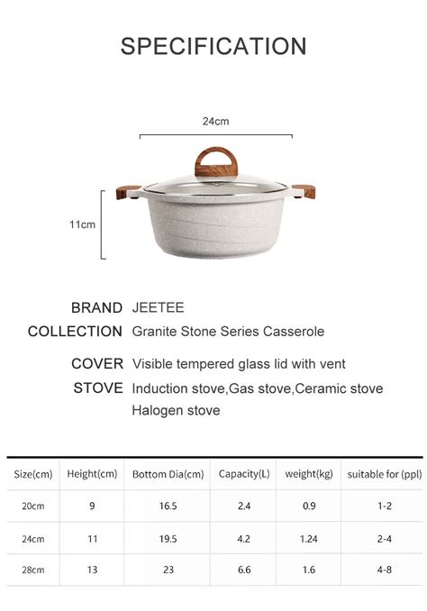 JEETEE White Granite Stone Induction Non Stick Casserole Pot