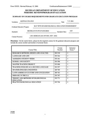 Fillable Online Aquinas Summary Of Course Requirements For Graduate