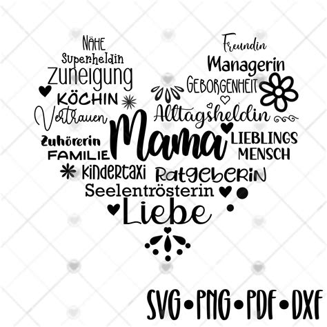 Plotterdatei Mama Muttertag Herz Worte Etsy