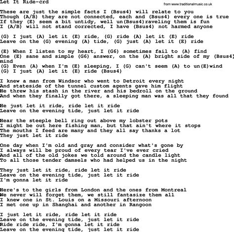 Let It Ride By Gordon Lightfoot Lyrics And Chords